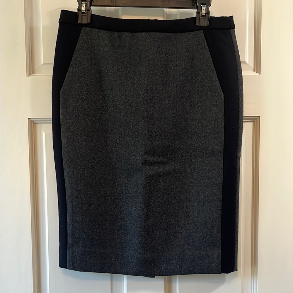J. Crew No. 2 Pencil Gray Black Knee-Length Wool Skirt - Size 4
